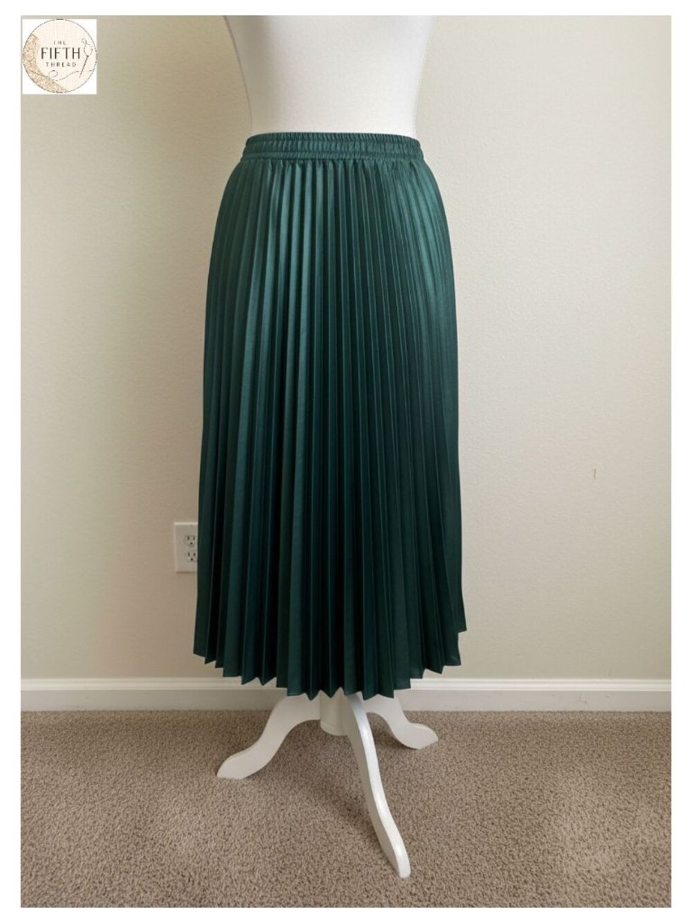 Women Pleated Midi Skirt High Waisted Metallic Party A-Line